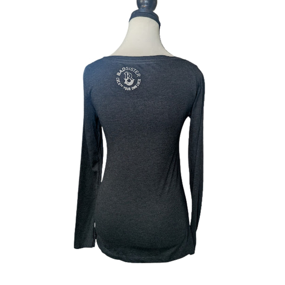 Bad Sister Western Cow Skull Graphic Tee | Boho Ranch Vibes Long Sleeve Top S - Picture 3 of 12